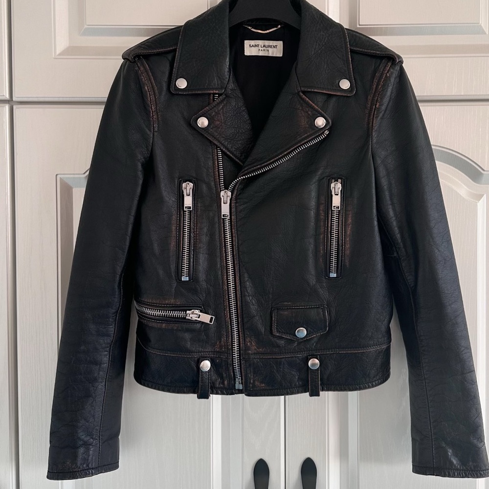 ❌Sold❌Authentic Saint Laurent Black Leather Moto Jacket